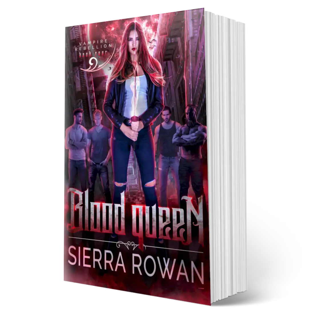 Paperback of Blood Queen by Sierra Rowan, a reverse harem paranormal romance with vampires and fated mates