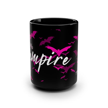 100% Vampire - Pink Bats - Black Mug, 15oz