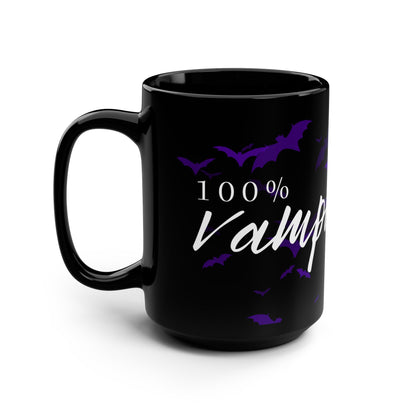 100% Vampire - Purple Bats - Black Mug, 15oz